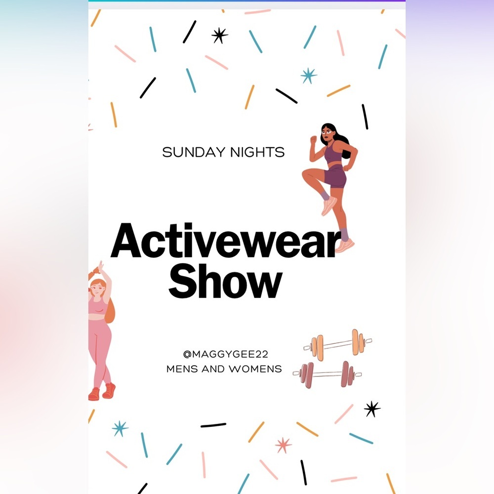 Like to be notified when I go live !! Sunday Nights activewear show